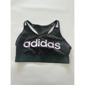 Adidas Women's Gray Sports Bra Racerback Logo Print Size S Sample